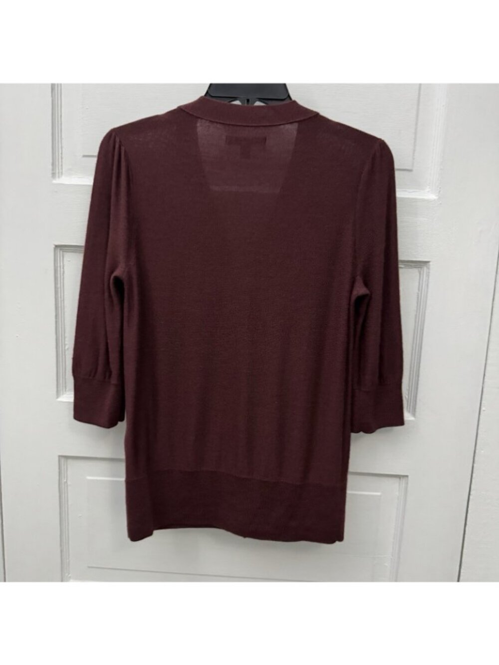 41 Hawthorn Merino Wool Cardigan Womens S Burgundy 3/4 Sleeve Button Front - Picture 4 of 8